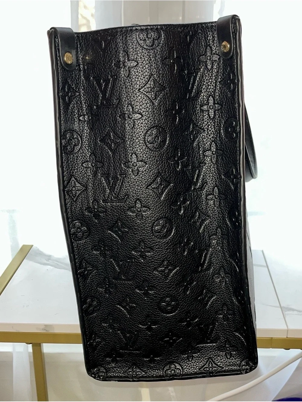 Black Embossed Monogram Logo Carryall Tote Bag - Picture 7 of 12